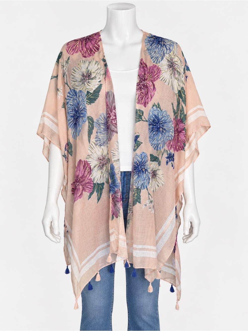 WOVEN HEART Bohemian Floral Kimono Duster size OSFM